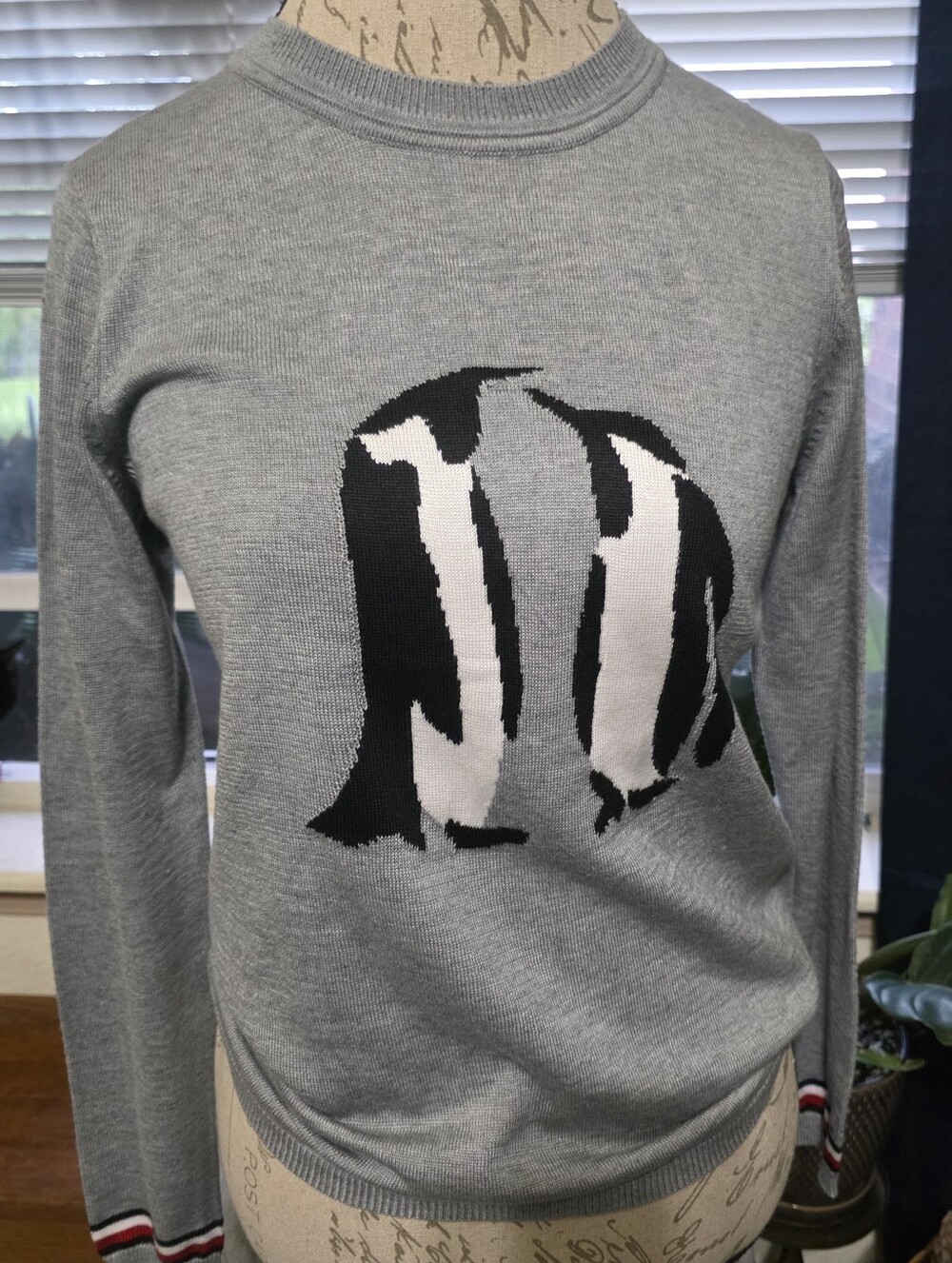 Tommy Hilfiger Gray Crewneck Sweater with Penguin Motif
